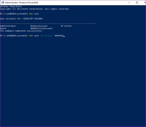 使用命令行重置Windows 10管理密碼