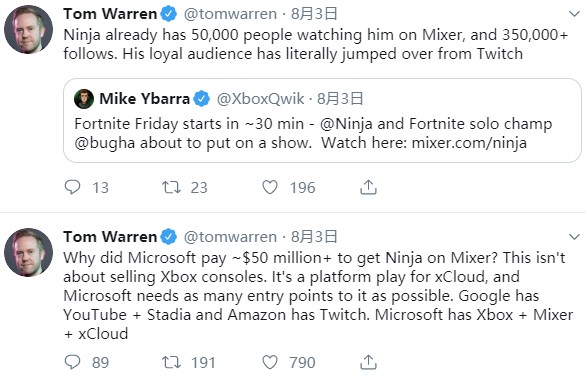 為了xCloud，微軟砸重金挖人氣主播Ninja到Mixer