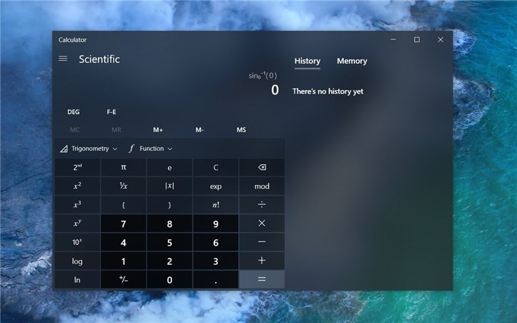微軟Windows 10計(jì)算器更新：全面支持三角學(xué)、 函數(shù)(f)