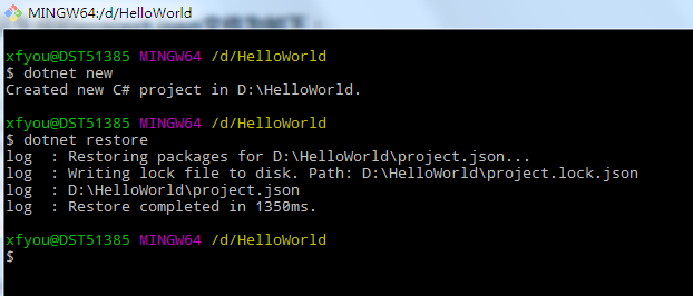 .NET Core 1.0創建Self-Contained控制臺應用