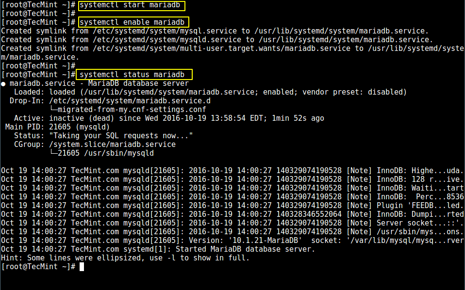 詳解如何在 CentOS 7 上安裝和安全配置 MariaDB 10