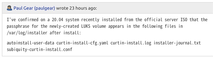 Ubuntu Server 安裝程序漏洞：將密碼泄露到日志中