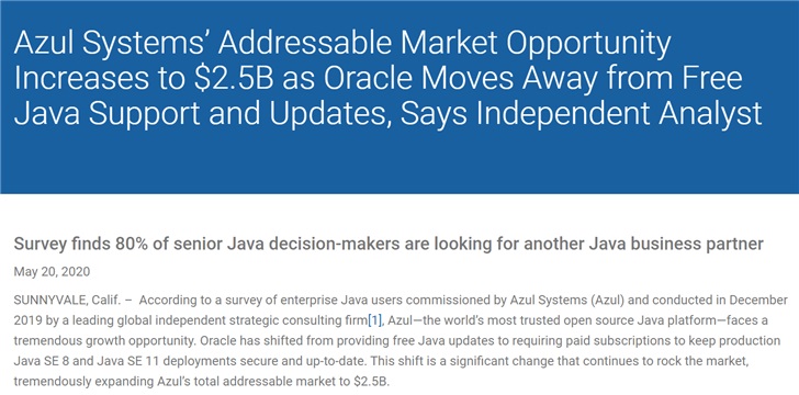 付費訂閱后續：八成 Oracle JDK 用戶正在考慮其他支持選項