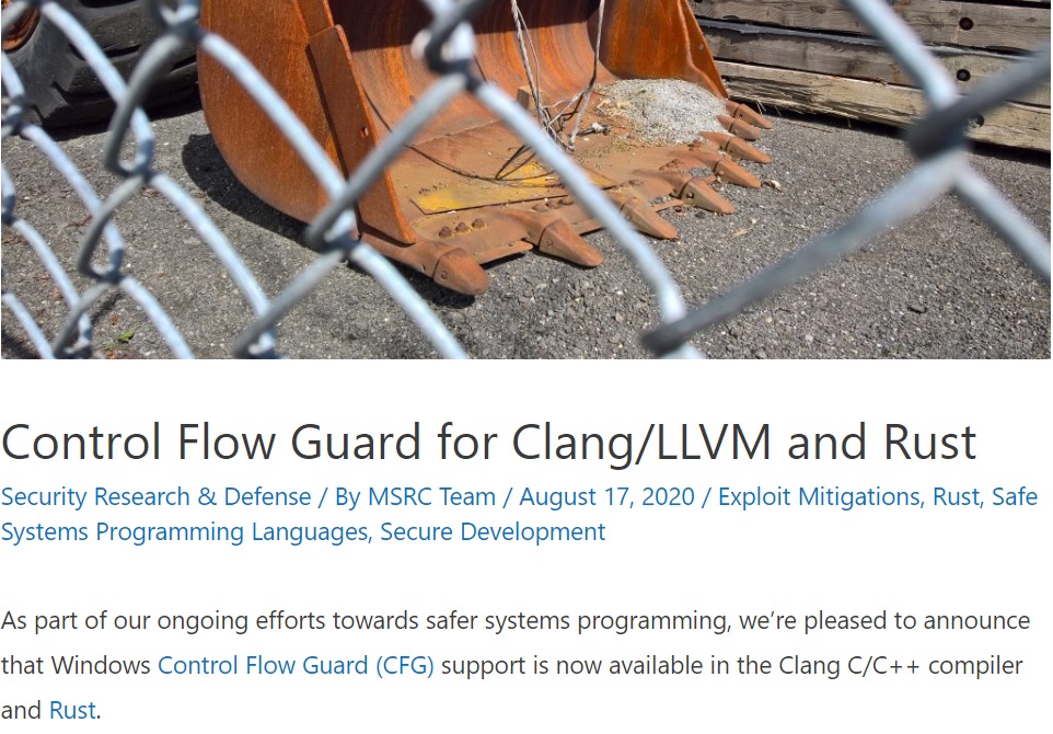 微軟：Rust 和 LLVM 編譯器中添加了 Windows CFG 支持