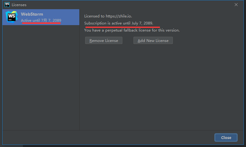 最新WebStorm2020.2注冊碼永久激活(激活到2089年)