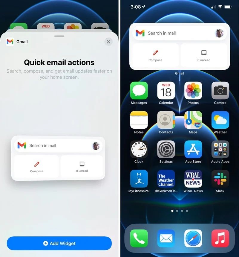 谷歌 Gmail、QQ 郵箱現已支持蘋果 iOS 14 小組件功能