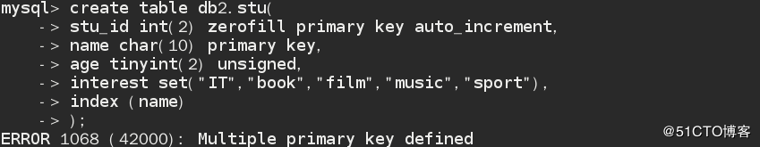 MySQL中Multiple primary key defined報錯的解決辦法