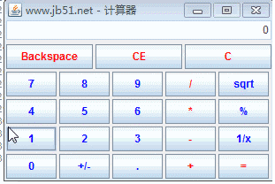 java實現的計算器功能示例【基于swing組件】