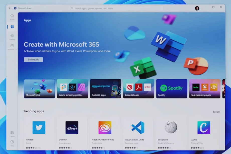微軟 Windows 11 應用商店庫頁面更新:符合新風格 UI 微軟 Windows 11 應用商店庫頁面更新:符合新風格 UI
