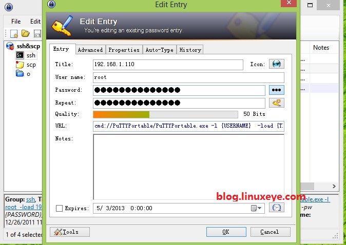 Keepass+PuTTYPortable+Winscp一鍵登錄實例詳解
