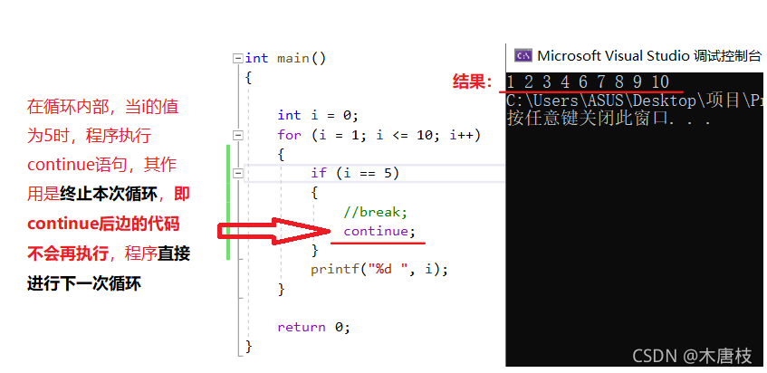 C語言中break與continue的用法和區別詳解