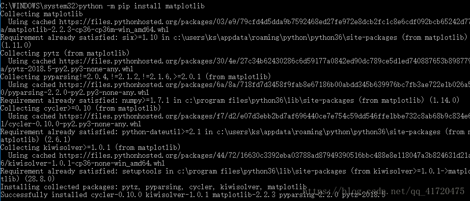 Python通過(guò)命令提示符安裝matplotlib