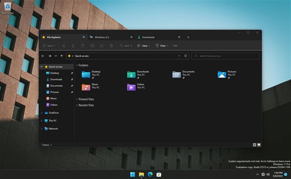 微軟新版Win11 dev 22572發布：資源管理器終于支持多標簽頁了！