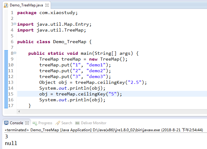 java中TreeMap集合的常用方法詳解