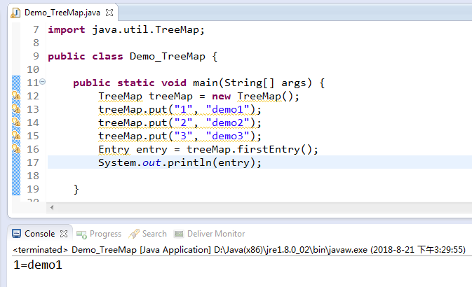 java中TreeMap集合的常用方法詳解