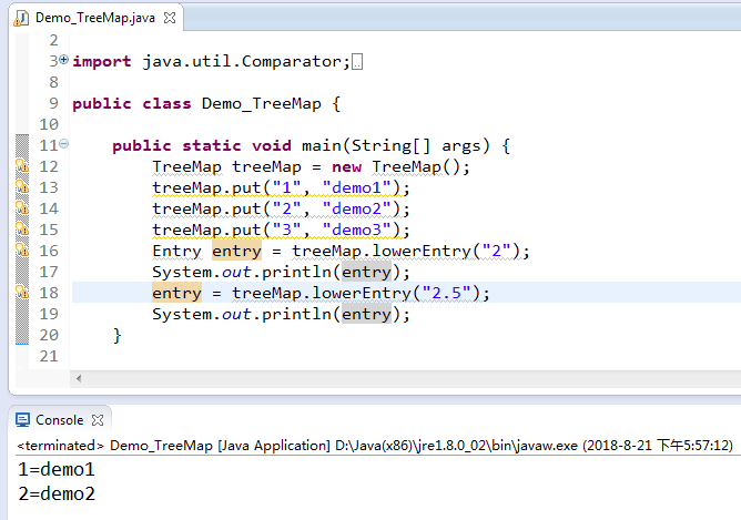 java中TreeMap集合的常用方法詳解