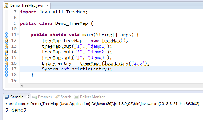 java中TreeMap集合的常用方法詳解