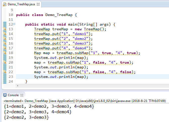 java中TreeMap集合的常用方法詳解