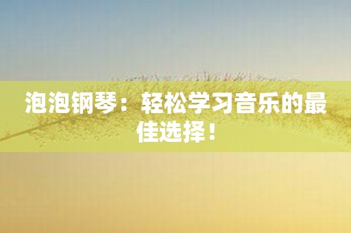 泡泡鋼琴：輕松學(xué)習(xí)音樂的最佳選擇！
