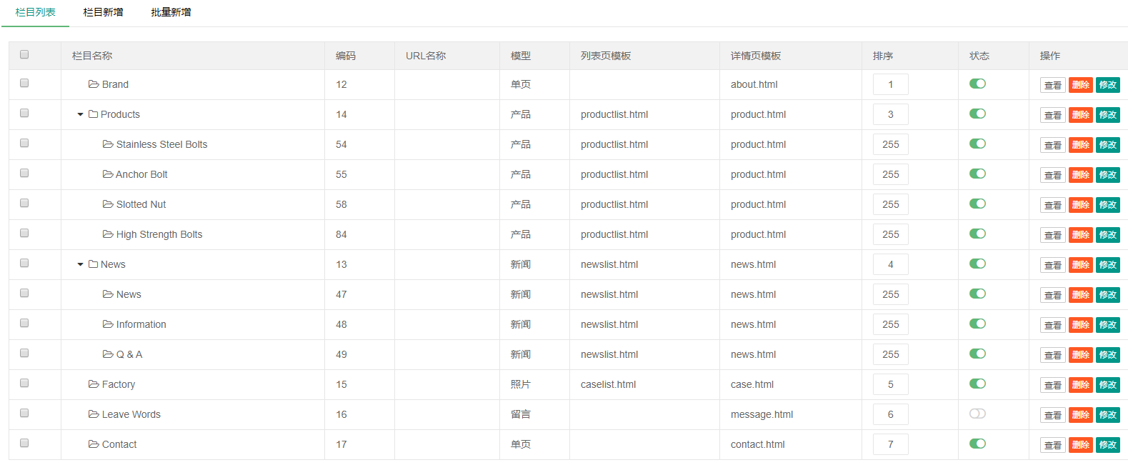 PbootCMS后臺設置二級菜單默認展開